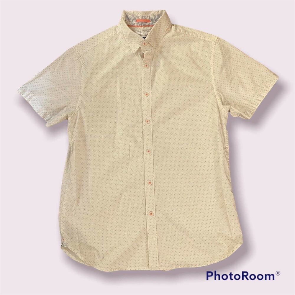 Denim & Flower Blue Polka Dot Button Up Shirt Size Medium